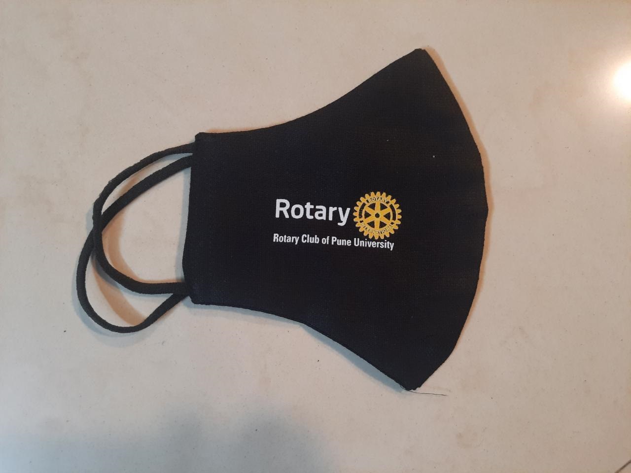 A club-branded cloth mask from the batch of 500 donated to Swaccha's sanitation workers